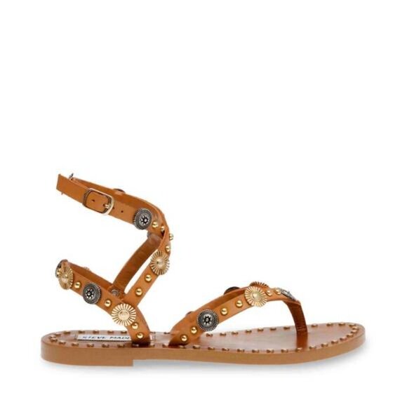 Steve Madden Women's Recent Ankle-Wrap Studded Flat Gladiator Sandals Size 9.5 - Picture 2 of 6